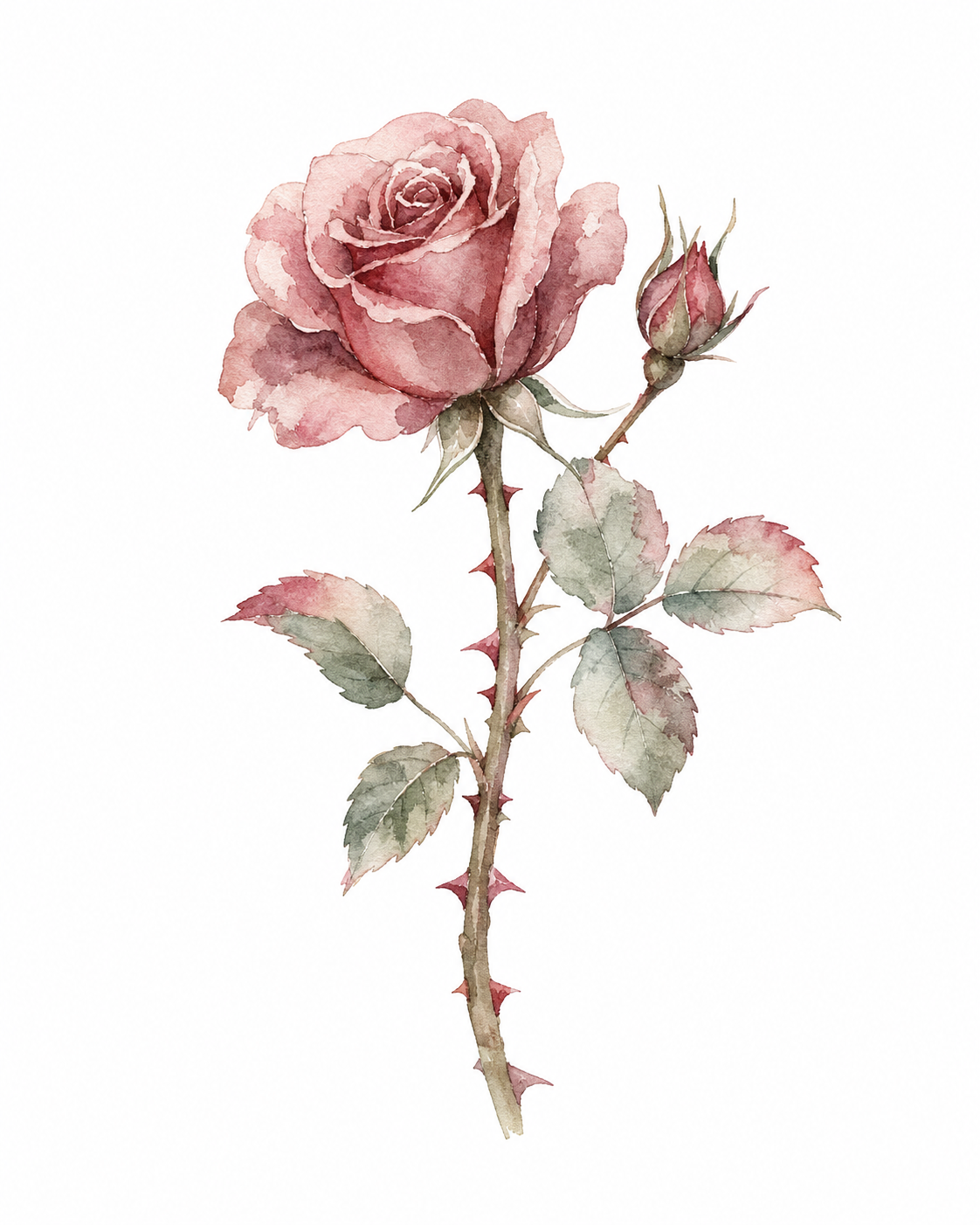 Single Rose Watercolor